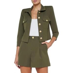 NEW L'AGENCE kumi croppd fitted jacket in ivy green